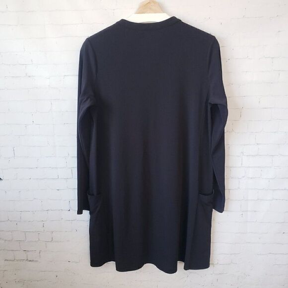 Susan Graver Everyday Womens Tunic Top Size S Solid Black Button Front Stretch - Picture 6 of 7